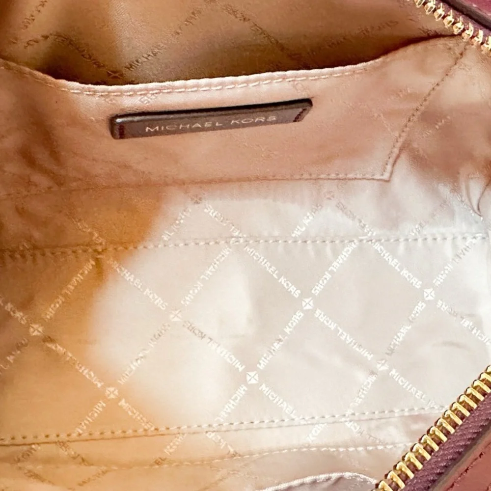 Michael Kors Burgundy Satchel with Gold Chain - Picture 11 of 13